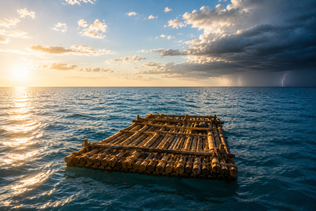 A raft on open ocean — building resilience